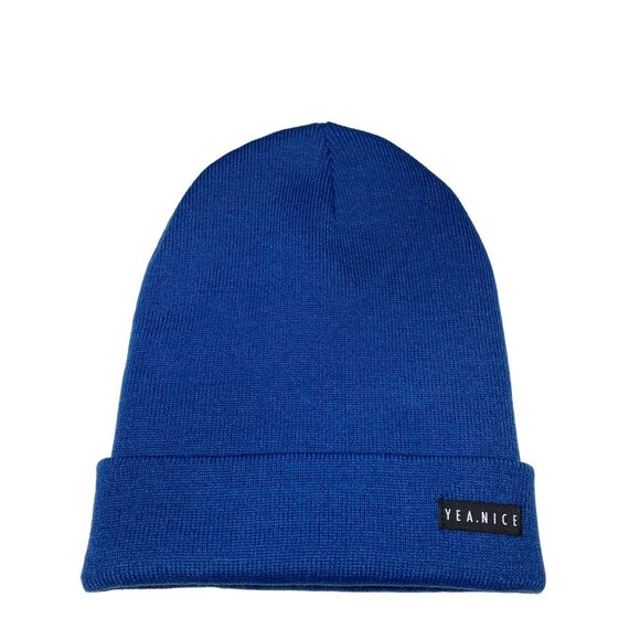 Yea.Nice Legend Knit Ocean Yale Blue Folded Beanie Hat Cap Winter Wear Warm Ski - Picture 1 of 3